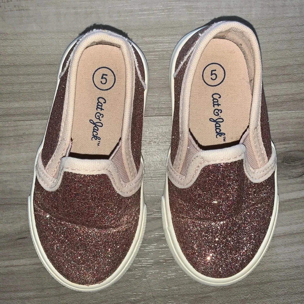 Cat and Jack Slip-on Pink Glitter Shoes 5 - Picture 5 of 7